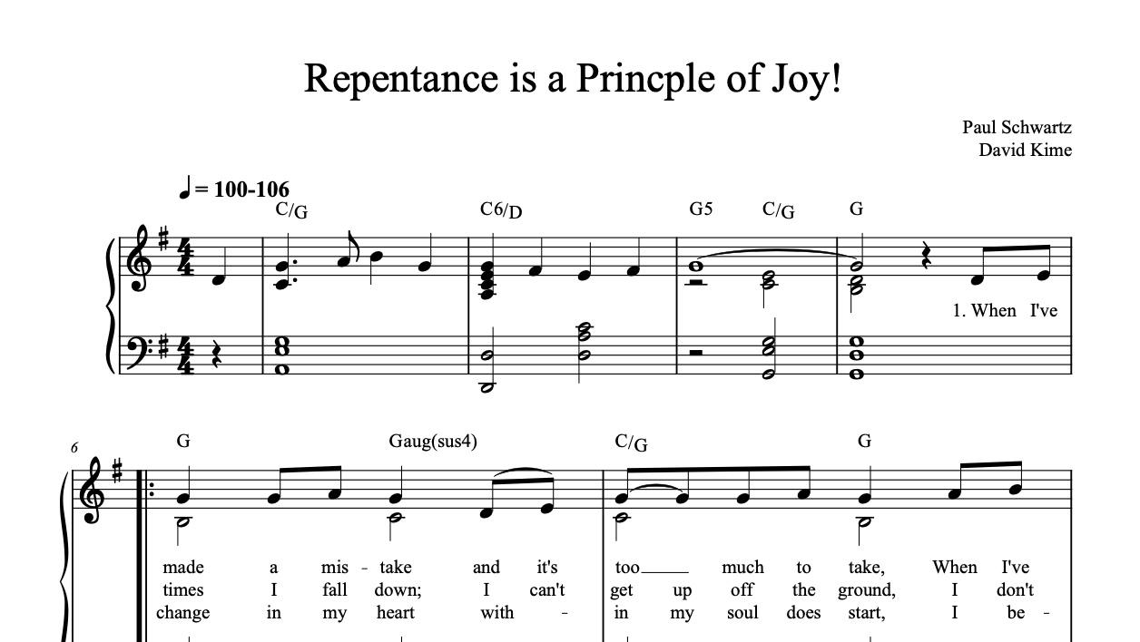 Repentance is a Principle of Joy! Sheet Music